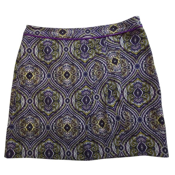 E.P. Pro Size 12 Purple & Gold Paisley Skort Side Zip Golf Tennis Skirt Pockets - Picture 1 of 12